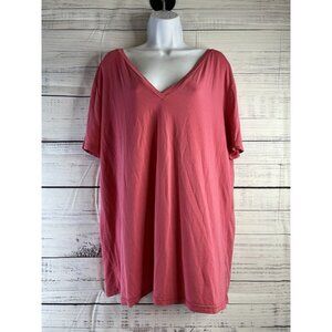 PIKO 1988 Tee Womens Red 2X Long Sleeve V-neck Pullover Bamboo Oversized